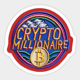 Crypto Millionaire - Retro Iron On Patch Style Sticker